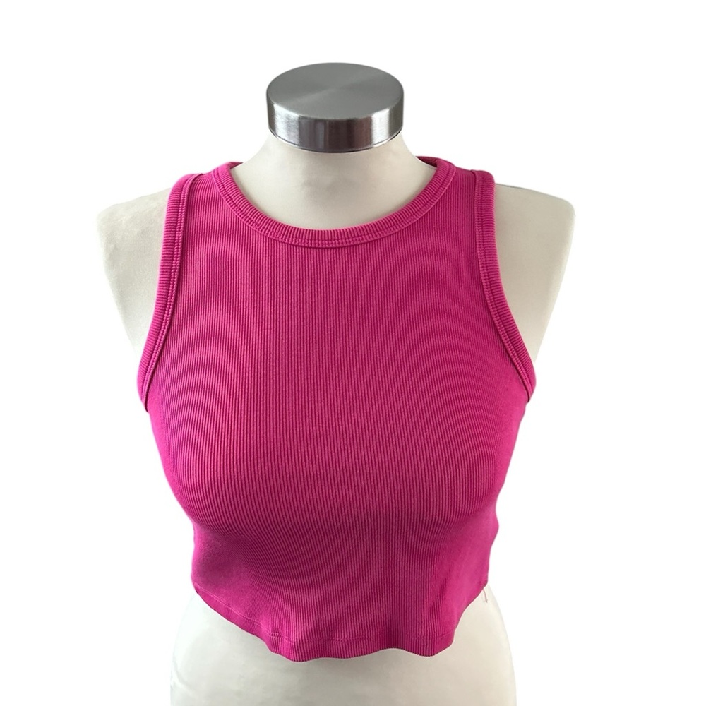 H&M Pink Ribbed Cropped Tank Top